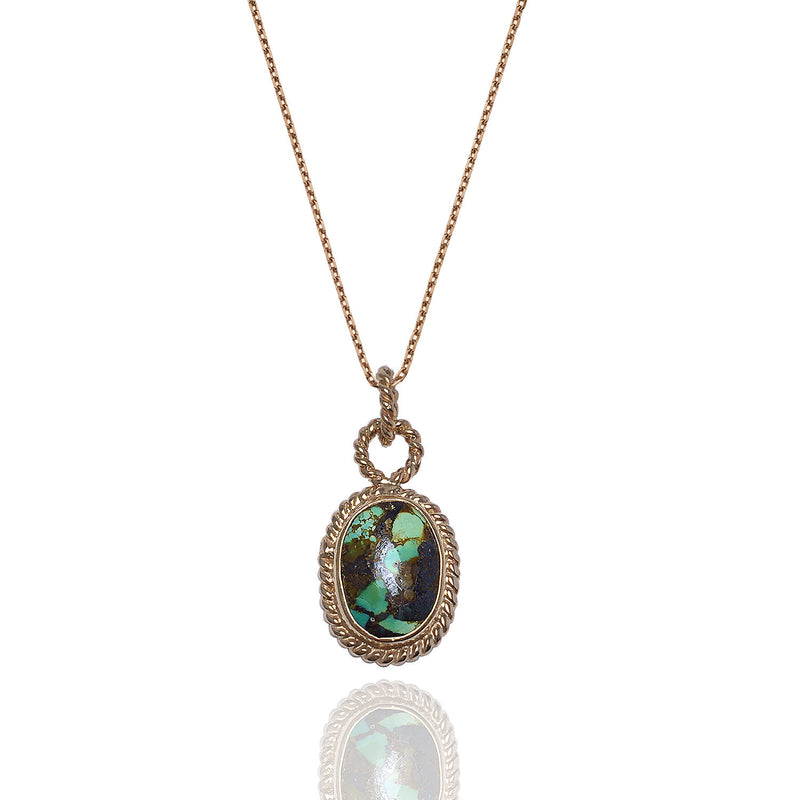 Oval Model Authentic Silver Necklace With Turquoise (NG201016084)