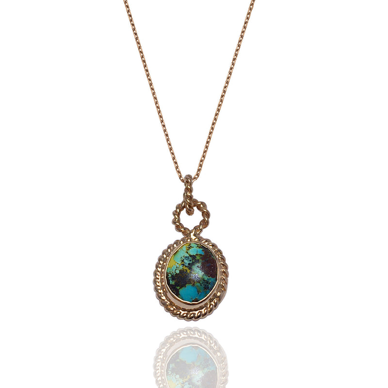 Oval Model Authentic Silver Necklace With Turquoise (NG201016086)