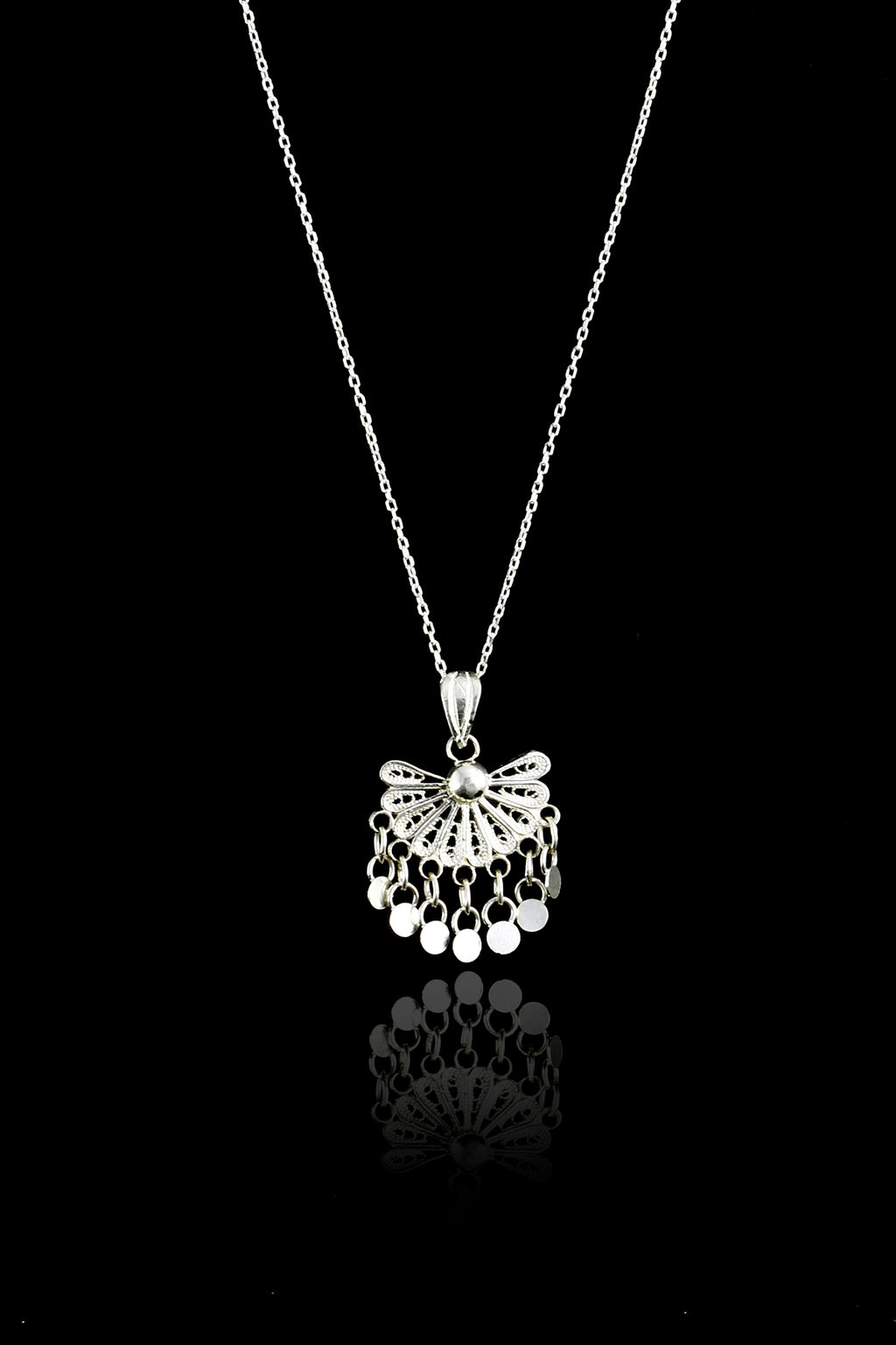 Fancy Handmade Filigree Sterling Silver Necklace (NG201017524)