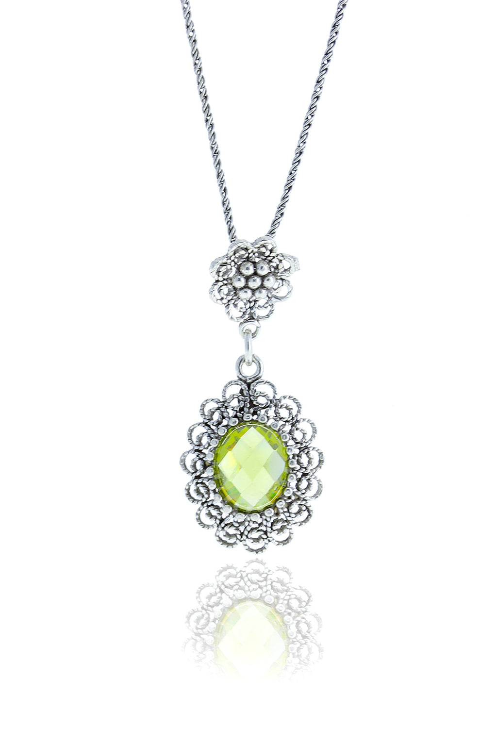 Drop Model Authentic Filigree Silver Necklace With Jasper (NG201017528)