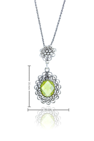 Drop Model Authentic Filigree Silver Necklace With Jasper (NG201017528)