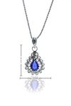 Drop Model Authentic Filigree Silver Necklace With Sapphire (NG201017533)