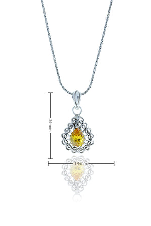 Drop Model Authentic Filigree Silver Necklace With Citrine (NG201017534)