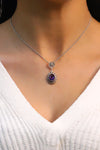 Drop Model Authentic Filigree Silver Necklace With Amethyst (NG201017980)