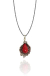 Lily Model Authentic Filigree Silver Necklace With Coral (NG201018265)