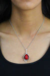 Lily Model Authentic Filigree Silver Necklace With Coral (NG201018265)