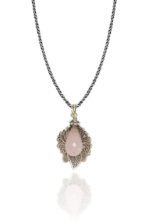 Lily Model Authentic Filigree Silver Necklace With Quartz (NG201018270)