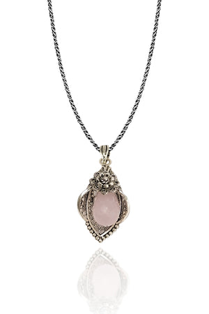 Lily Model Authentic Filigree Silver Necklace With Quartz (NG201018271)