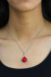 Lily Model Authentic Filigree Silver Necklace With Coral (NG201018273)