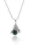 Lily Model Authentic Filigree Silver Necklace With Emerald (NG201019397)