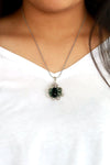 Lily Model Authentic Filigree Silver Necklace With Emerald (NG201019397)