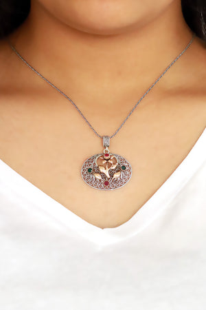 Floral Model Authentic Filigree Silver Necklace (NG201019402)