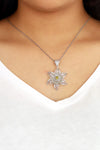 Floral Model Authentic Filigree Silver Necklace With Peridot (NG201019404)