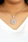 Floral Model Authentic Filigree Silver Necklace With Amethyst (NG201019405)