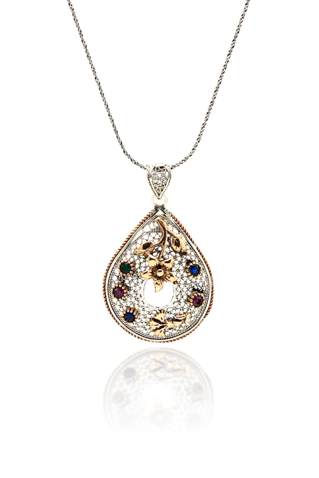 Floral Model Authentic Filigree Silver Necklace (NG201019409)