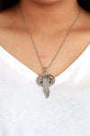 Floral Model Fringed Filigree Silver Necklace With Emerald (NG201019417)