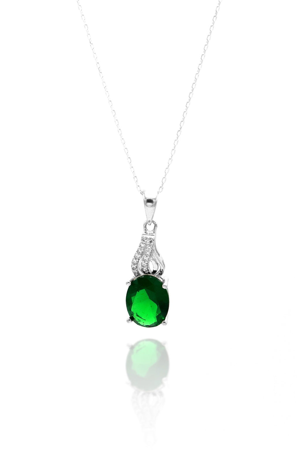 Authentic Handmade Silver Necklace With Emerald (NG201019517)