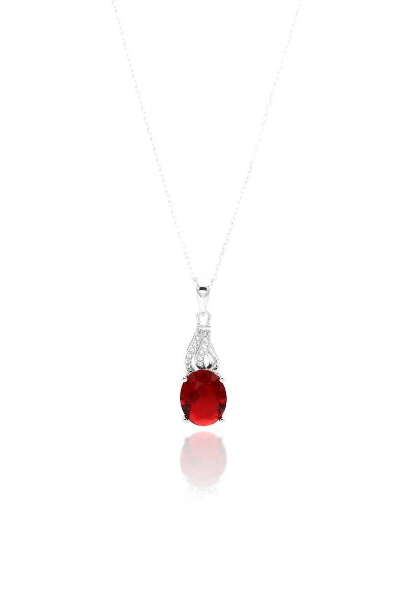 Authentic Handmade Silver Necklace With Ruby (NG201019519)