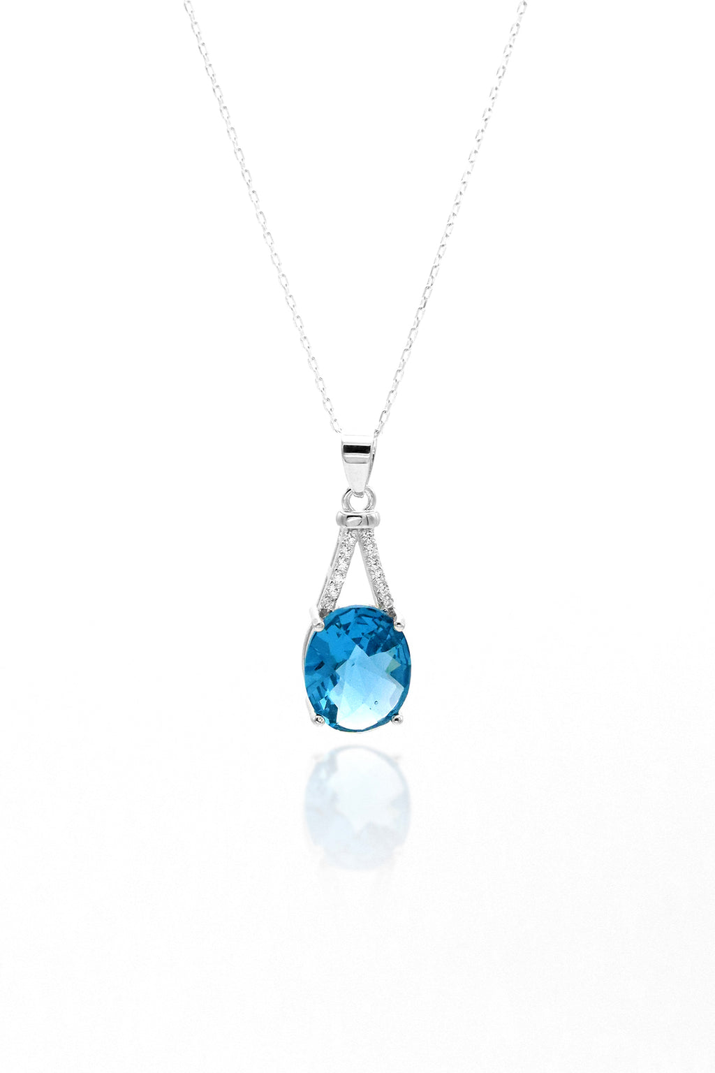 Authentic Handmade Silver Necklace With Aquamarine (NG201019521)