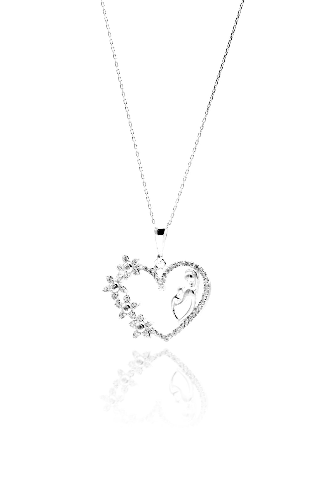 Mother and Baby Model Sterling Silver Necklace With Zircon (NG201019537)