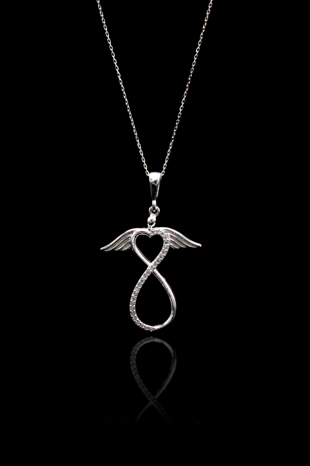 Infinity Model Sterling Silver Necklace With Zircon (NG201019538)