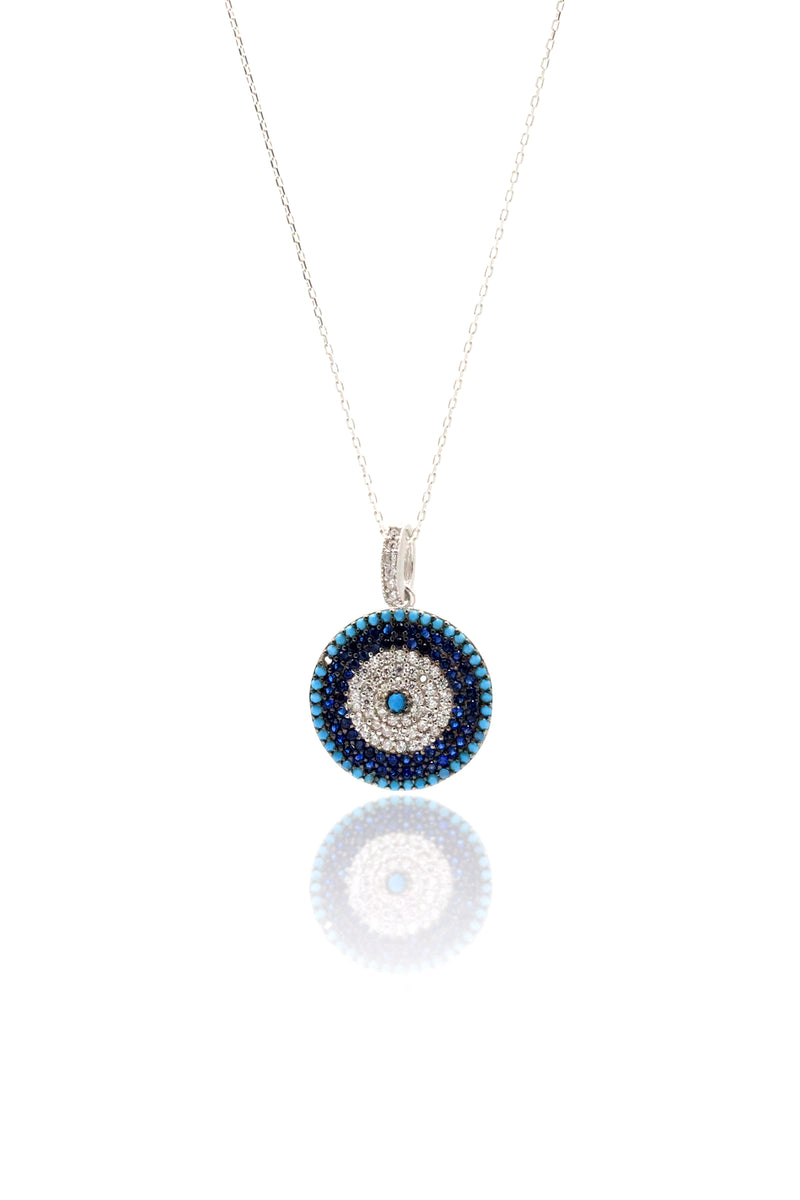 Evil Eye Bead Model Authentic Handmade Silver Necklace (NG201019542)