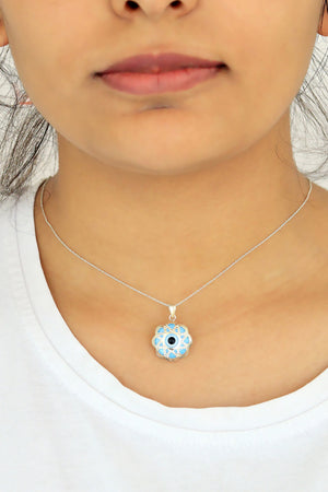 Evil Eye Model Authentic Handmade Silver Necklace (NG201019547)