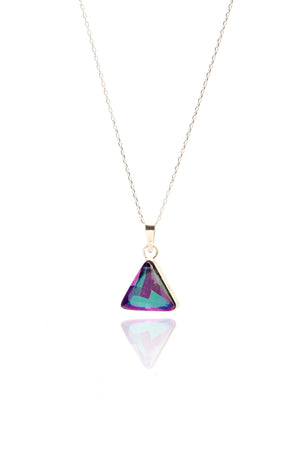 Triangle Model Sterling Silver Necklace With Mystic Topaz (NG201019551)