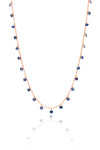 Rose Plated Chain Silver Necklace With Sapphire (NG201019559)