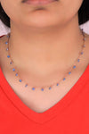 Rose Plated Chain Silver Necklace With Sapphire (NG201019559)