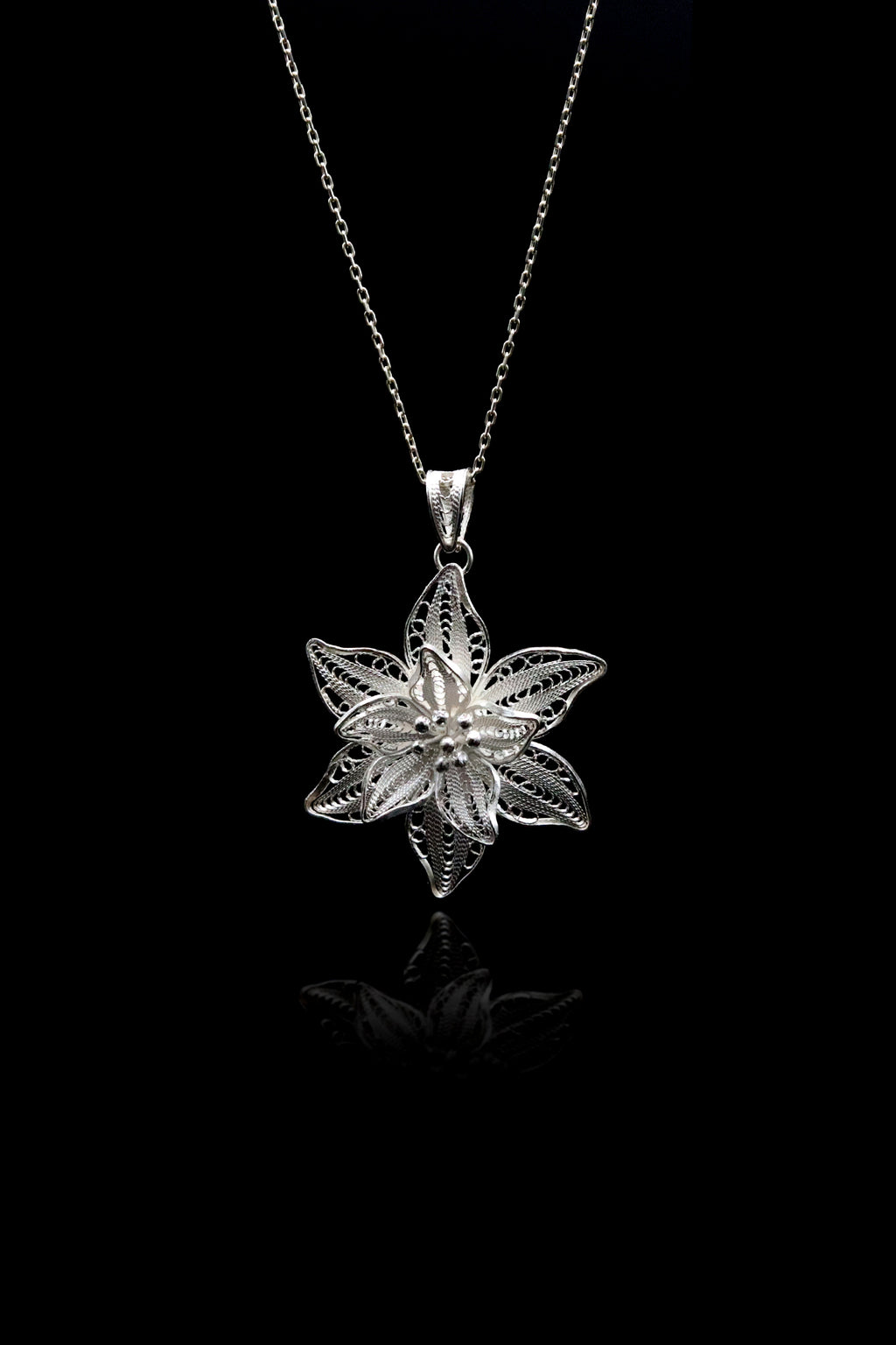 Lily Model Filigree Sterling Silver Necklace (NG201019573)