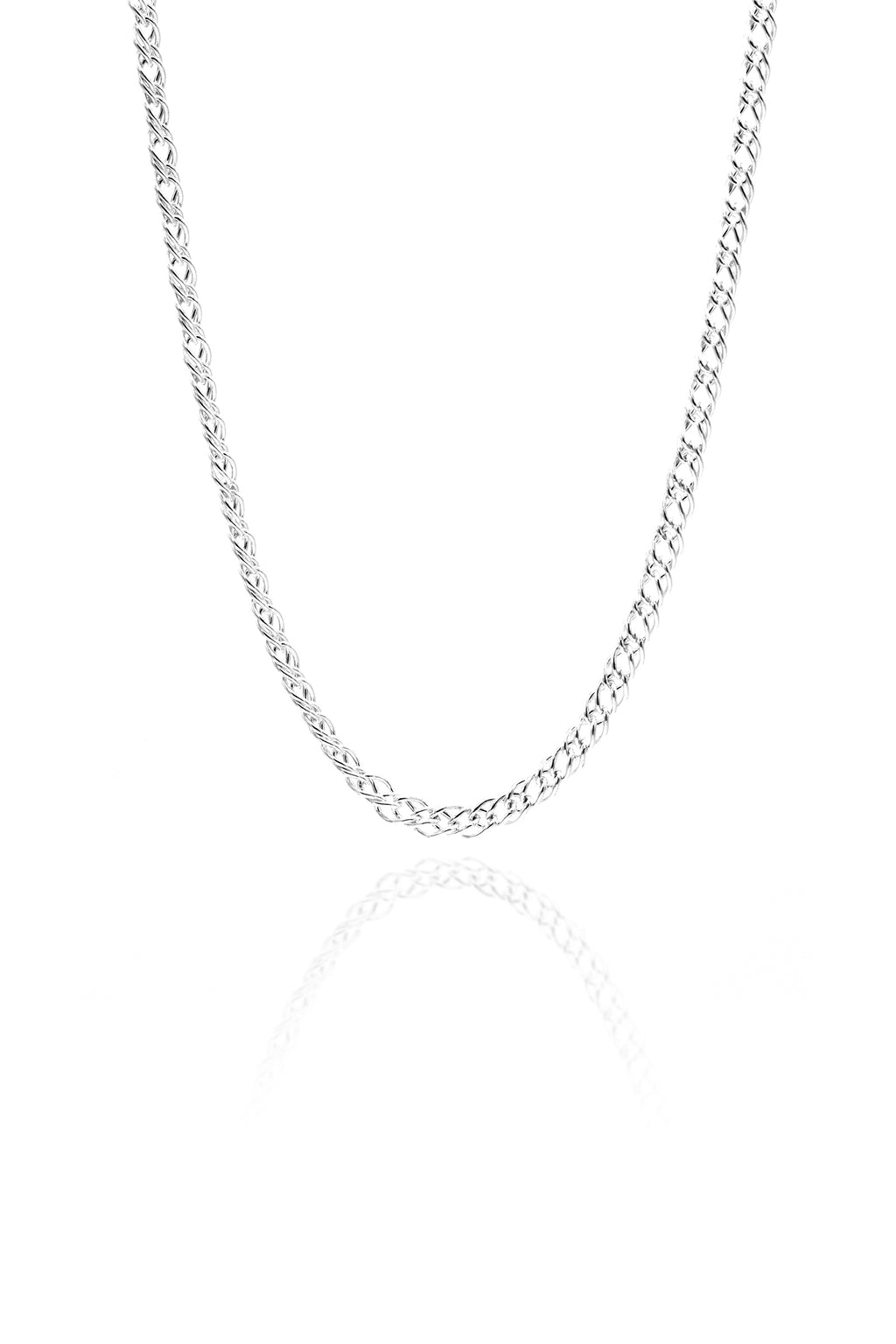Handmade Curb Chain Silver Necklace (NG201019588)