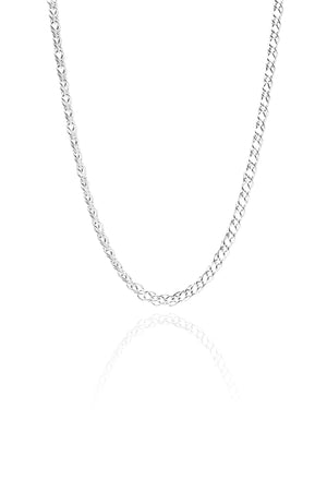 Handmade Curb Chain Silver Necklace (NG201019588)