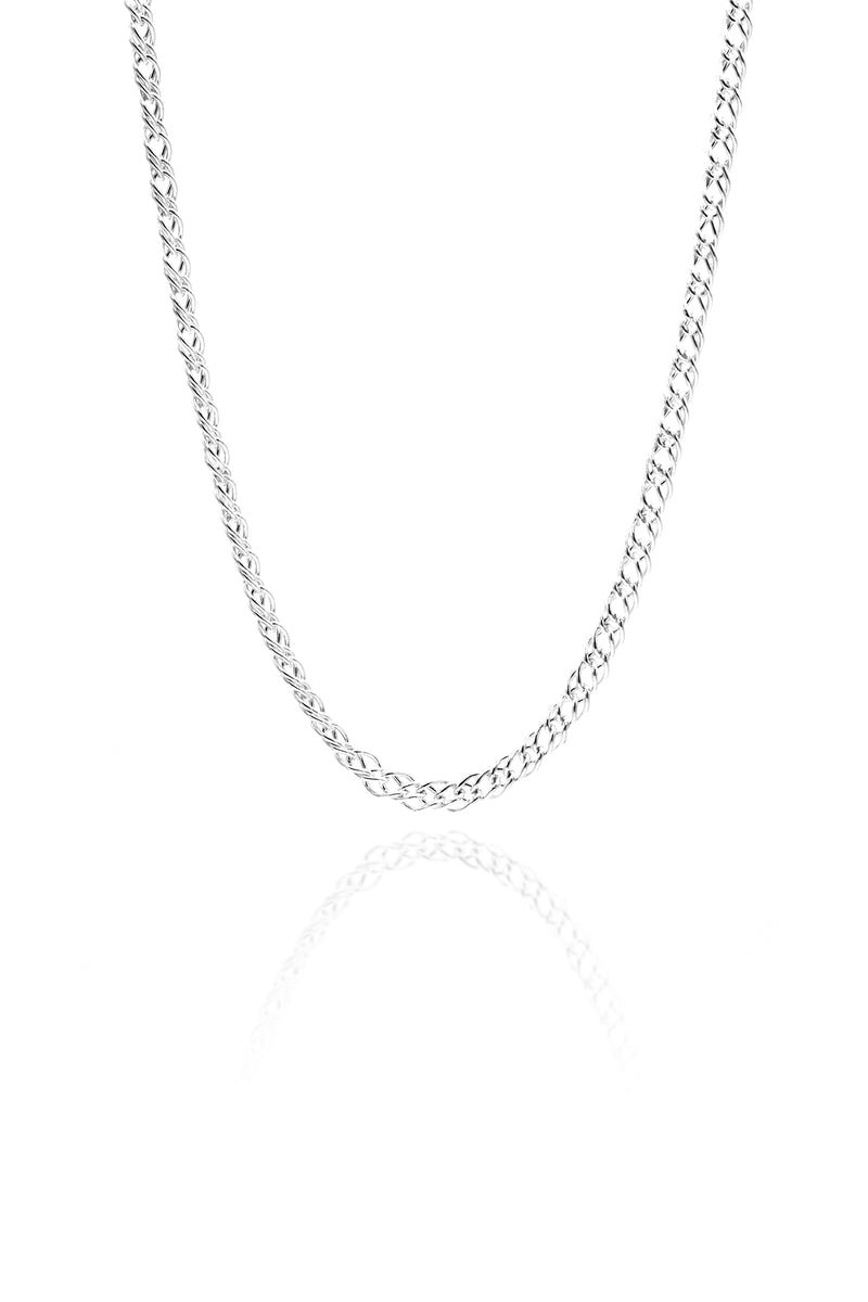 Handmade Curb Chain Silver Necklace (NG201019588)