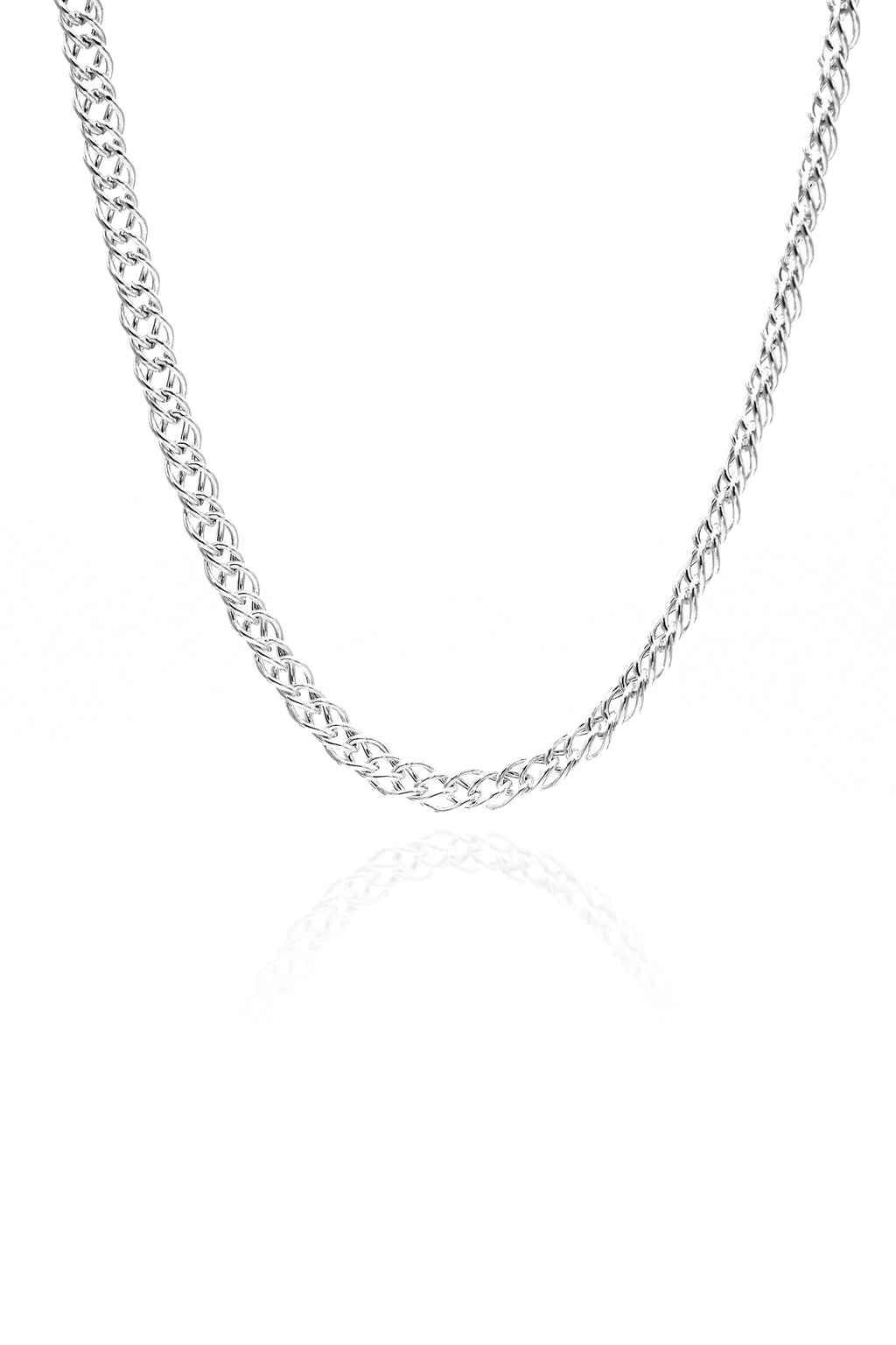 Handmade Curb Chain Silver Necklace (NG201019590)