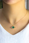 Eye Model Authentic Silver Necklace With Emerald (NG201020099)