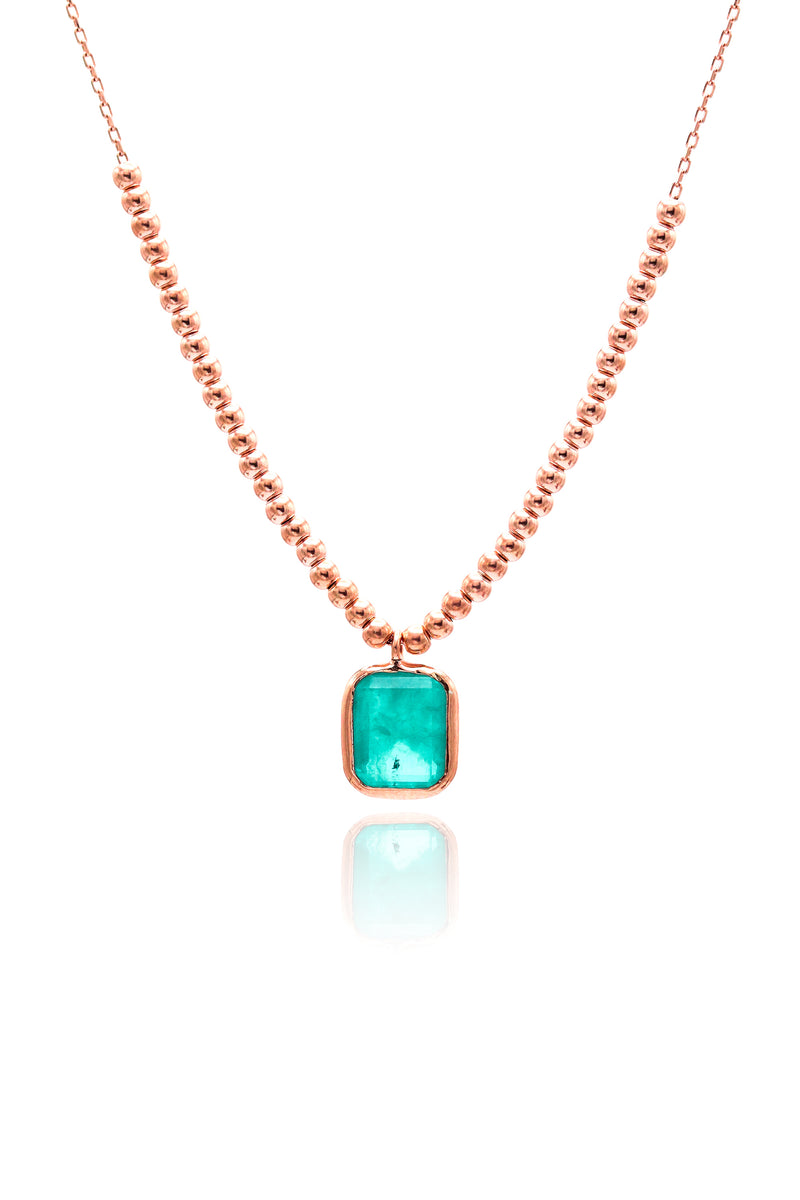 Square Model Authentic Silver Necklace With Aquamarine (NG201020082)