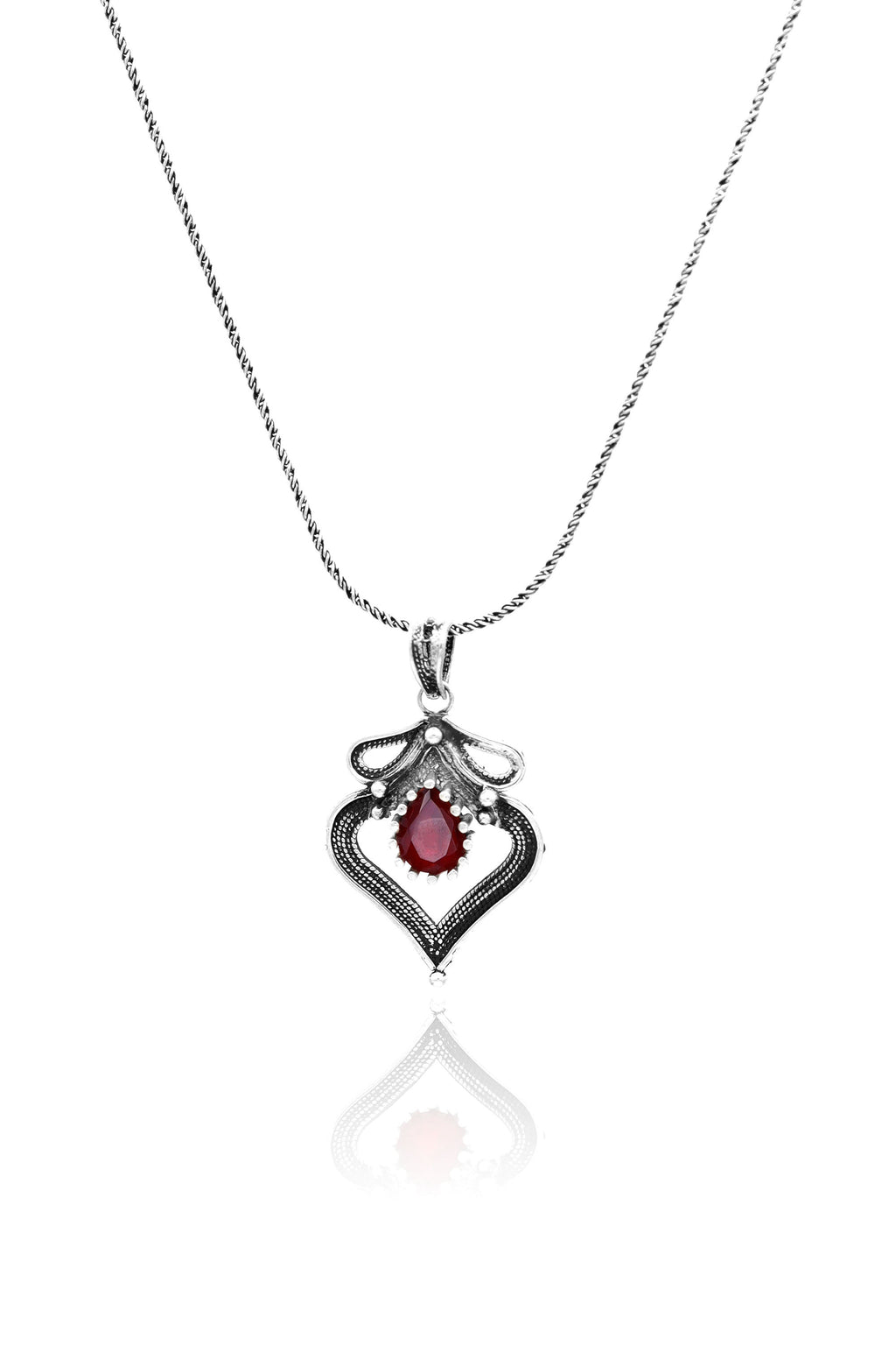 Authentic Handmade Silver Necklace With Ruby (NG201020478)