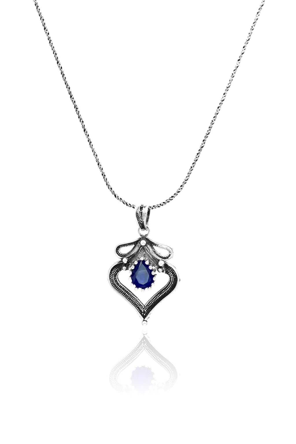 Authentic Handmade Silver Necklace With Sapphire (NG201020479)