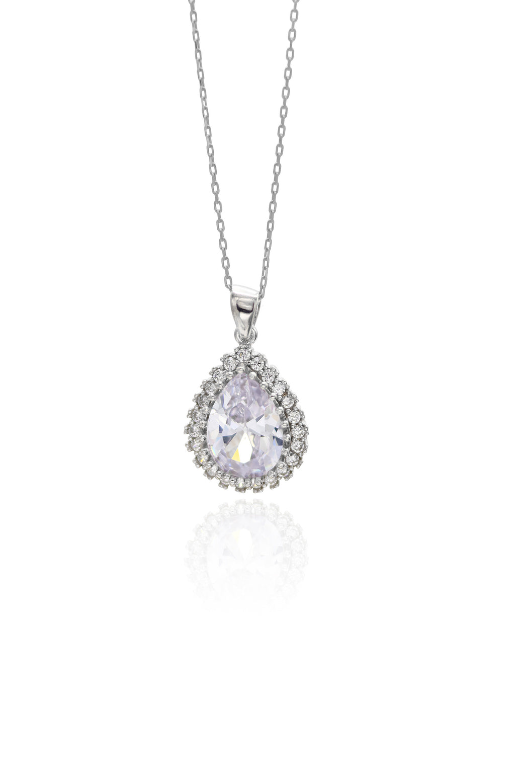 Drop Model Authentic Silver Necklace With Zircon (NG201020591)