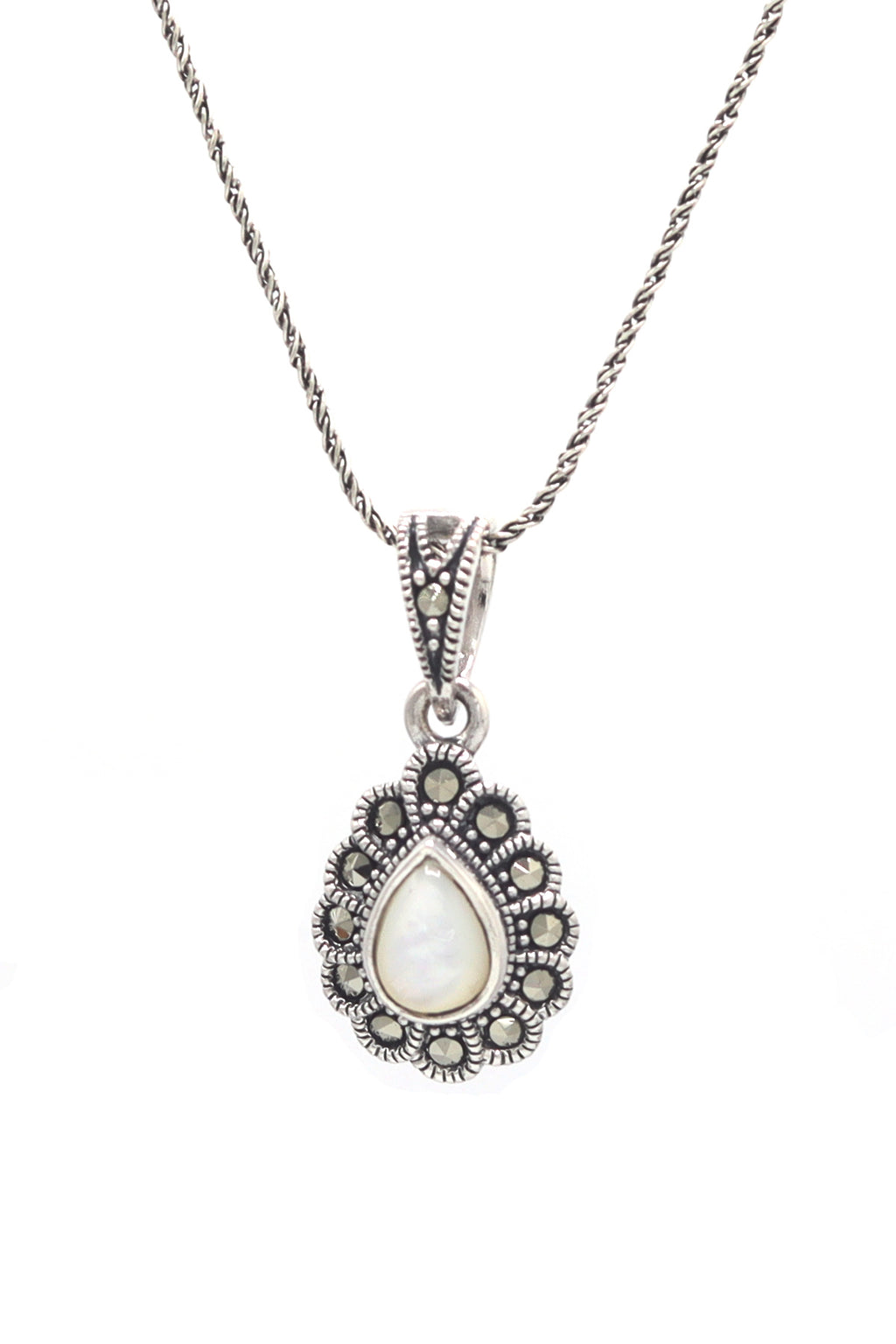 Drop Model Authentic Silver Necklace With Mother of Pearl (NG201021609)