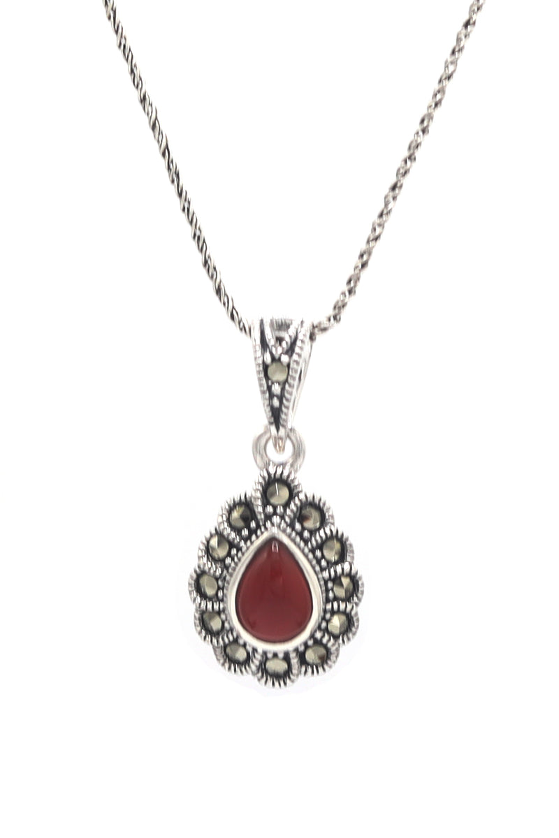 Drop Model Authentic Silver Necklace With Agate (NG201021612)