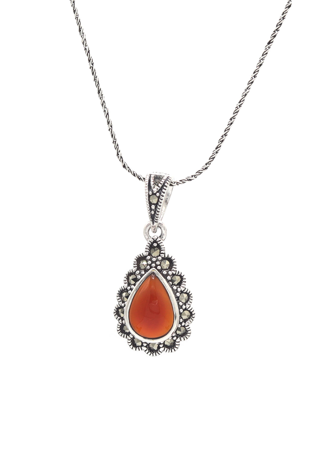 Drop Model Authentic Silver Necklace With Agate (NG201021620)