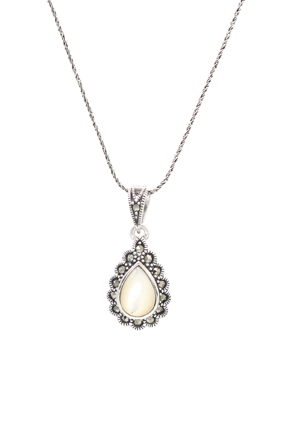 Drop Model Authentic Silver Necklace With Mother of Pearl (NG201021622)