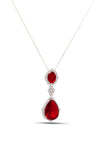Drop Model Silver Necklace With Ruby and Zircon (NG201021886)