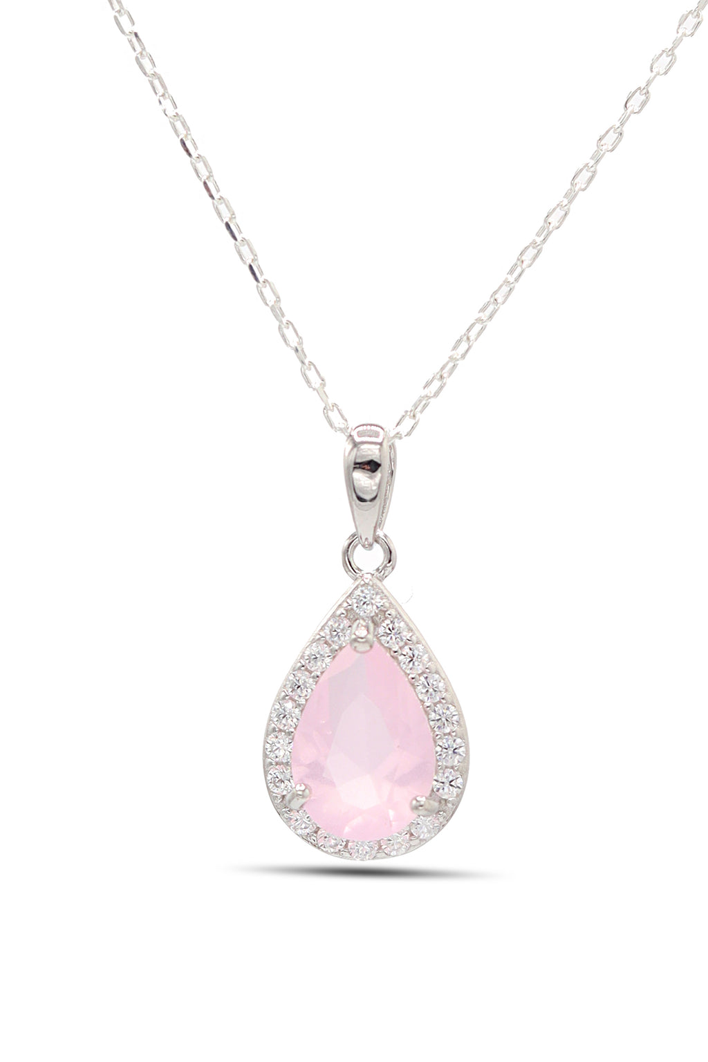 Drop Model Silver Necklace With Quartz and Zircon (NG201021894)