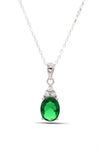 Oval Model Silver Necklace With Emerald and Zircon (NG201021898)