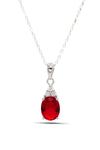 Oval Model Silver Necklace With Ruby and Zircon (NG201021899)