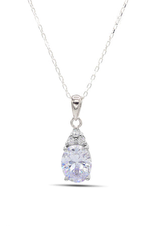 Oval Model Silver Necklace With Zircon (NG201021900)