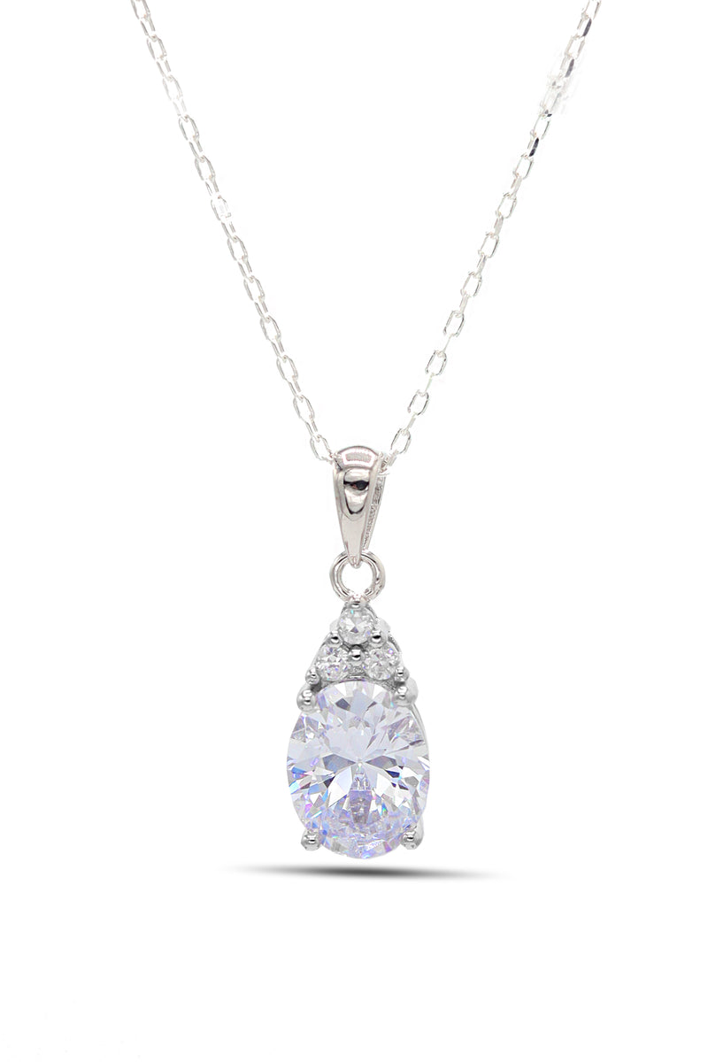 Oval Model Silver Necklace With Zircon (NG201021900)